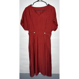 Shein Women’s Short Cuffed Sleeve Dress Rustic Burnt Orange Size XL